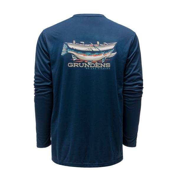 Triko Grundéns Drift Boat LS Tech Tee - Blue Abyss vel. M