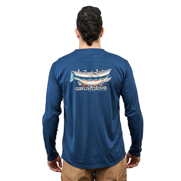 Triko Grundéns Drift Boat LS Tech Tee - Blue Abyss vel. M