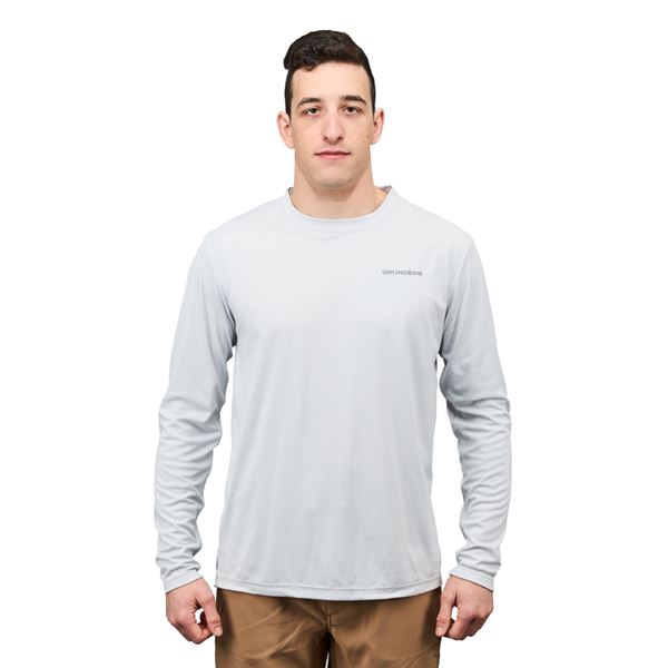 Triko Grundéns Logo Anchor LS Tech Tee - Grey Mist vel. L