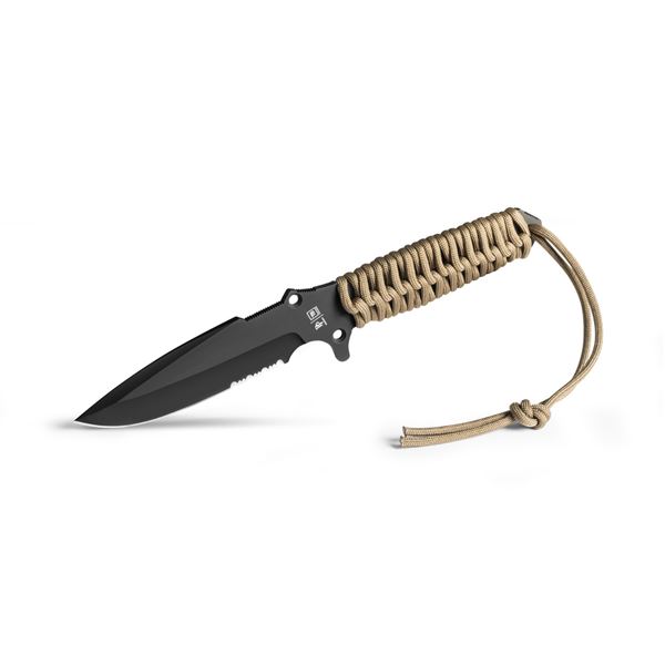 Survival nůž TB Outdoor Maraudeur, PARACORD 550 ®, Kombinovaná čepel, Kydex - Coyote brown