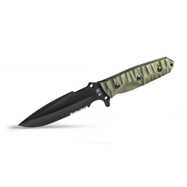 Survival nůž TB Outdoor Maraudeur G10, kombinované ostří, Kydex - Army green