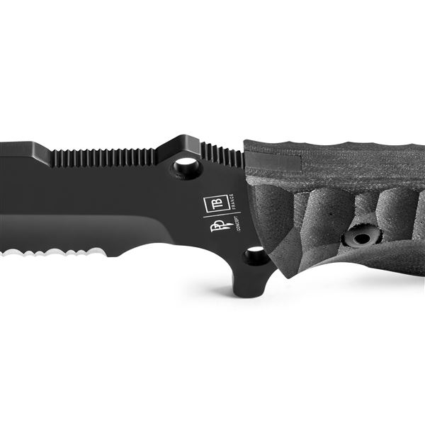 Survival nůž TB Outdoor Maraudeur G10, kombinované ostří, Kydex - Black