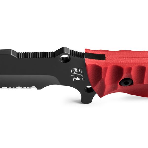 Survival nůž TB Outdoor Maraudeur G10, kombinované ostří, Kydex - Red