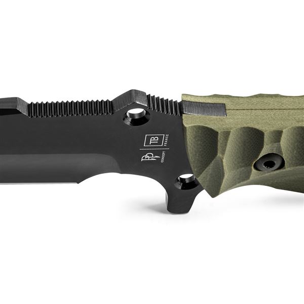 Survival nůž TB Outdoor Maraudeur G10, Hladké ostří, Kydex - Army green